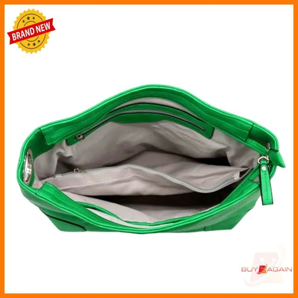 Faux Leather Hobo Shoulder Bag with Detachable Strap and Snap Hook